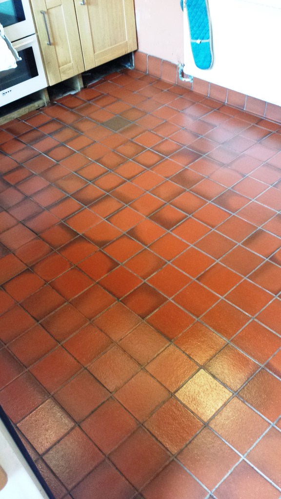 Grubby Quarry Tiled Kitchen Floor Cardiff After Cleaning and Sealing