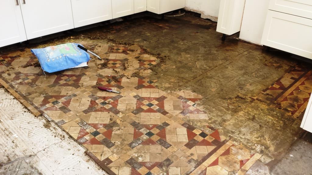 Full Victorian Floor Restoration Cardiff Scraping Off Adhesive