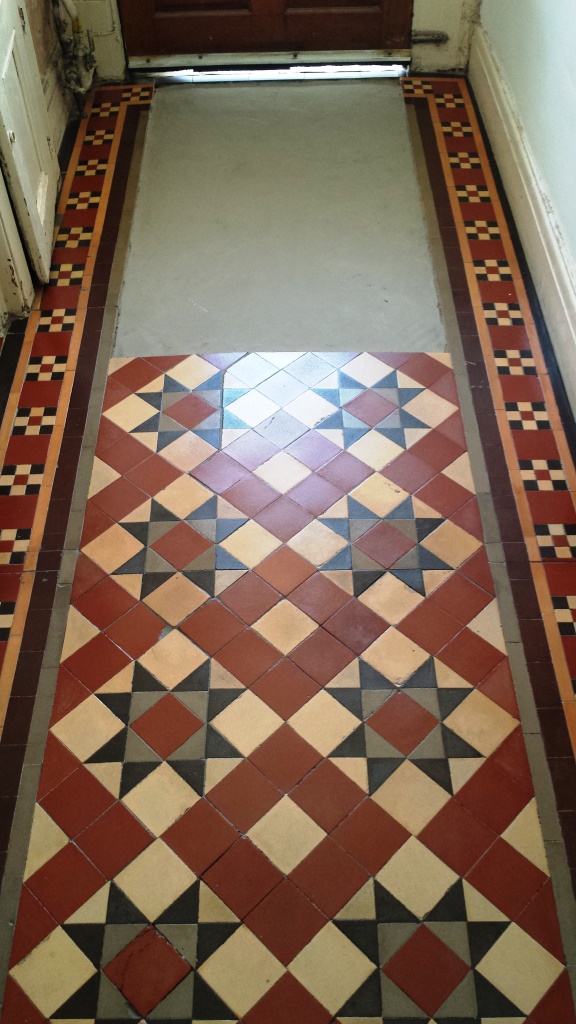 Victorian Tiled Floor Pontcana After Cleaning and Sealing