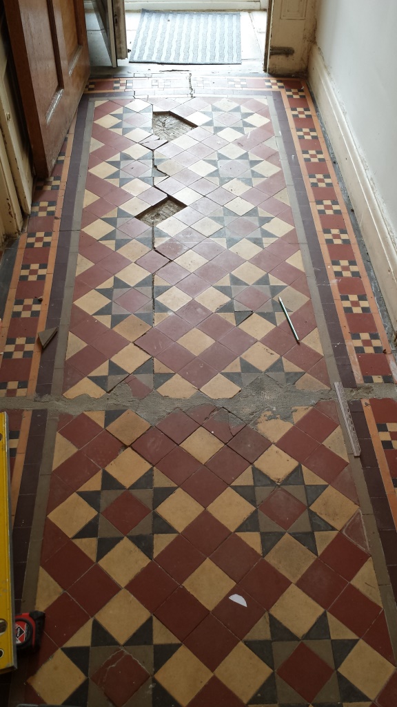 Victorian Tiled Floor Pontcana Before Repairs