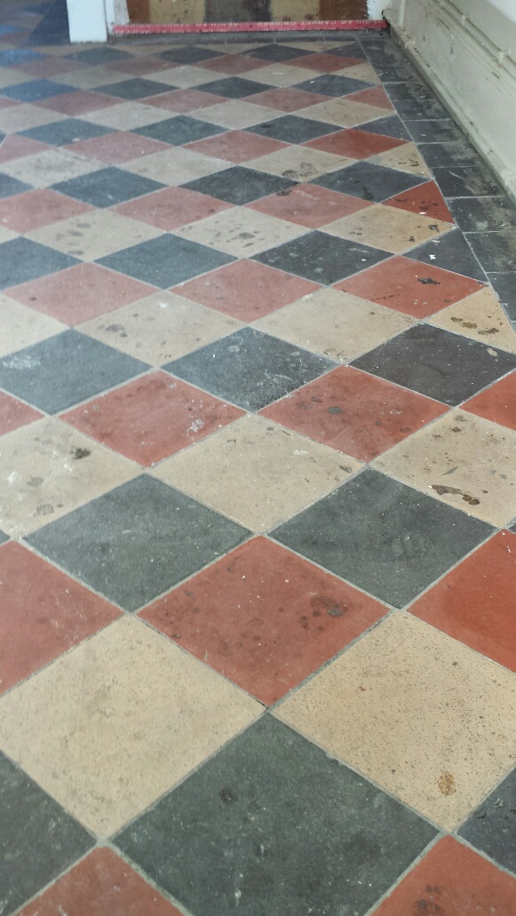 Quarry tile floor Merthyr Tydfil before cleaning