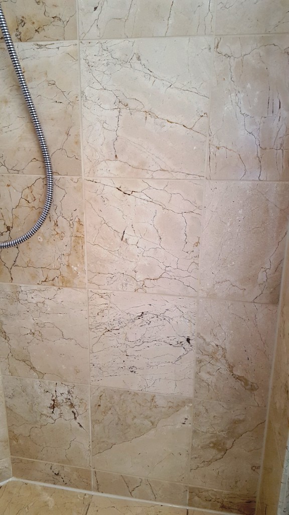 Marble Shower Enclosure Tiles After Cleaning in Beddau