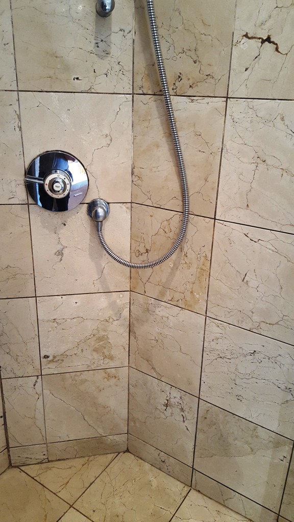 Marble Shower Enclosure Tiles Before Cleaning in Beddau