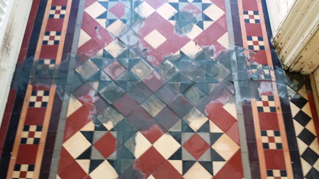 Victorian Tiled Floor Pontcana During Grouting