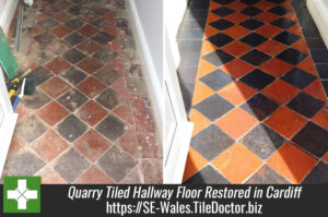 Quarry Tiled Hallway Floor Restored in Cardiff