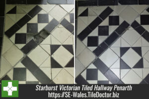 Starburst Victorian Tiled Hallway Floor Cleaned in Penarth