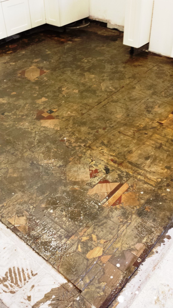 Full Victorian Floor Restoration Cardiff Scraping Off Adhesive