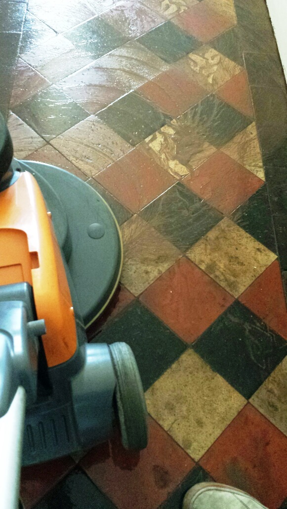 Quarry tile floor Merthyr Tydfil after cleaning