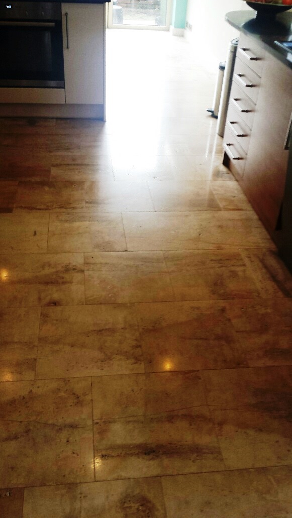 Unmaintained Limestone Kitchen Floor After Cleaning Cardiff