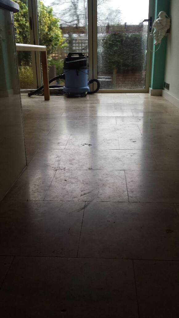 Unmaintained Limestone Kitchen Floor Before Cleaning Cardiff