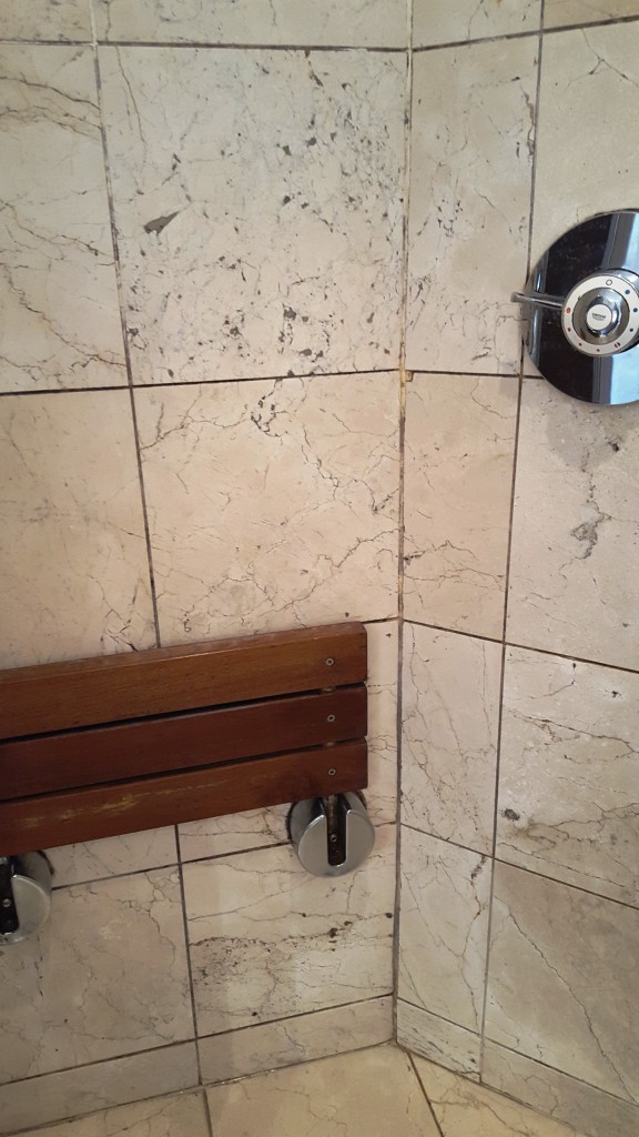 Marble Shower Enclosure Tiles Before Cleaning in Beddau