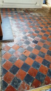 Quarry Tiles Before Restoration in Splott Cardiff 