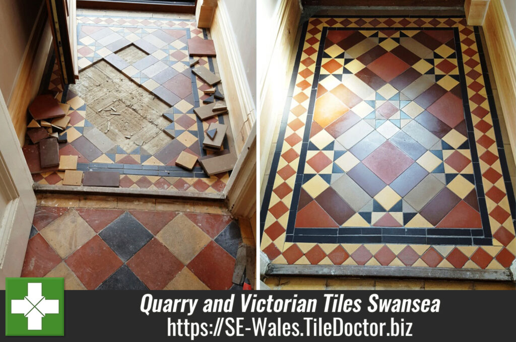 Quarry and Victorian Tiles Repaired, Cleaned and Sealed in Swansea