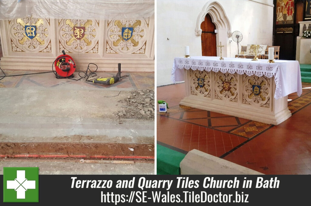 Terrazzo and Quarry Tiles Restored at a Fire Damaged Church in Bath