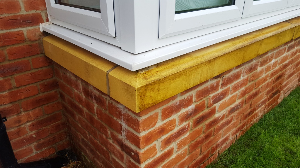 Bathstone window cill after test clean Cardiff