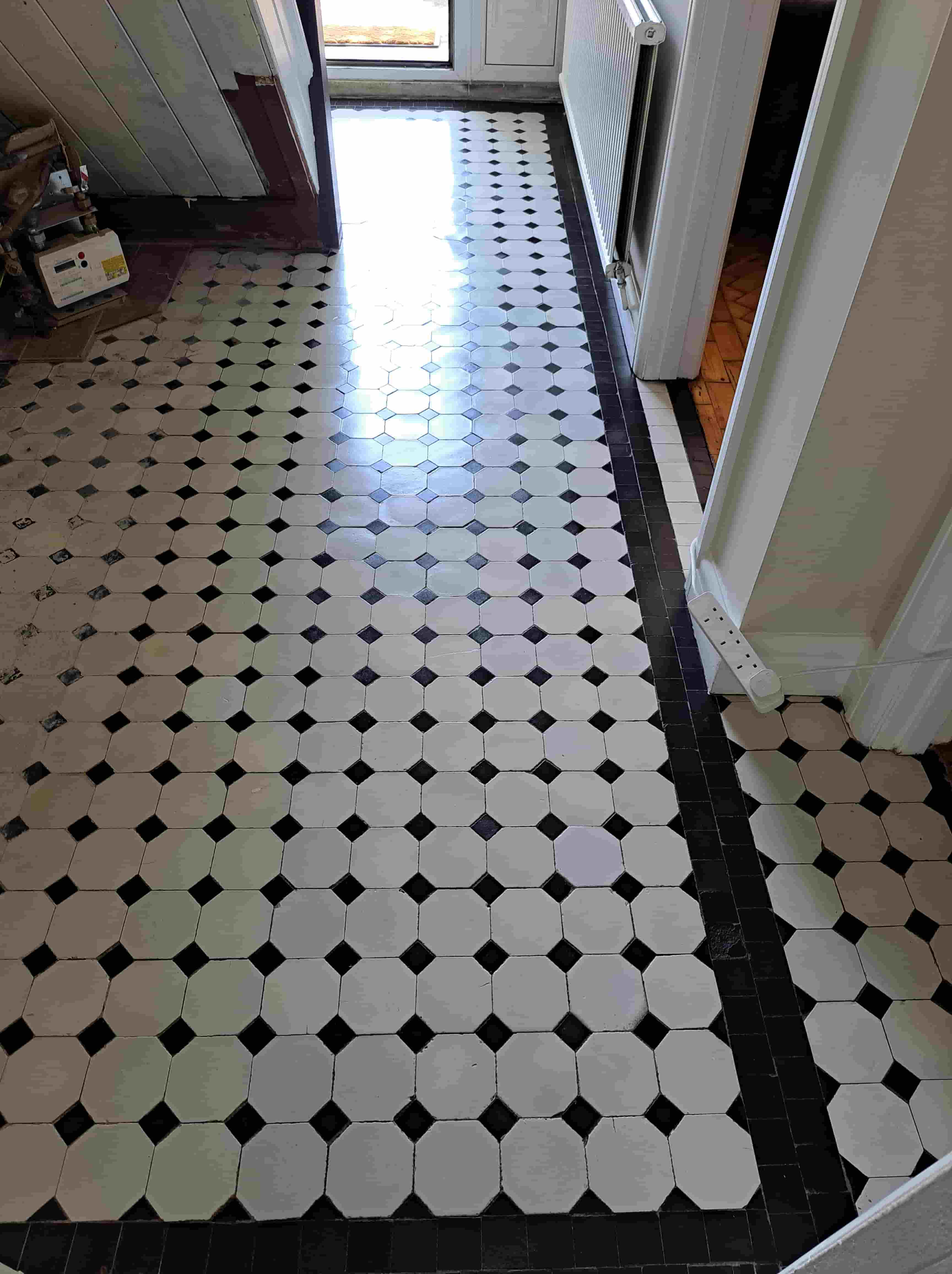 Victorian Tiled Hallway Floor After Cleaning in Penarth