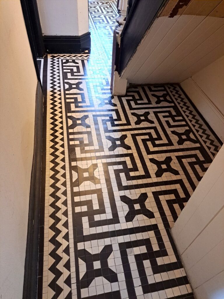 Geometric Mosaic Edwardian Floor After Restoration Cardiff