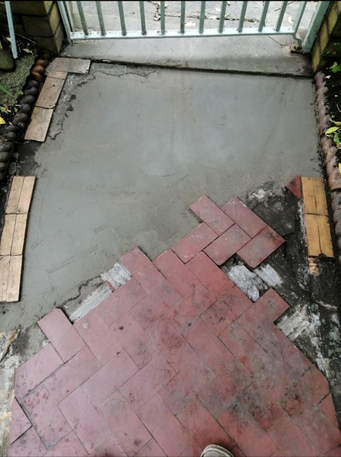 Tiled Pathway During Restoration Pontcanna Cardiff