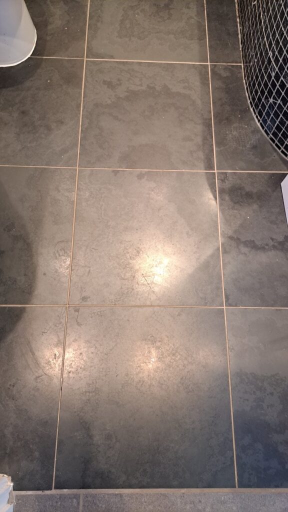 Black Slate Bathroom Floor Tiling Before Cleaning Cowbridge