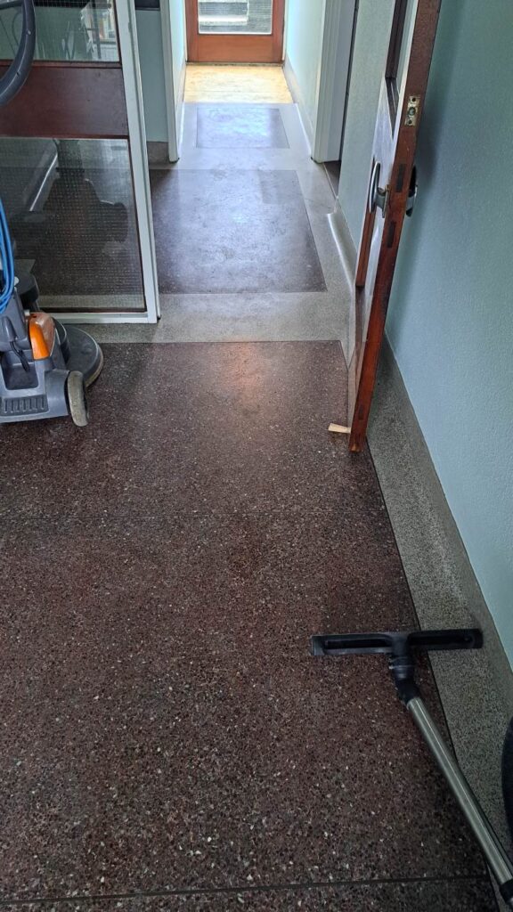 Terrazzo Floor Before Restoration Penarth