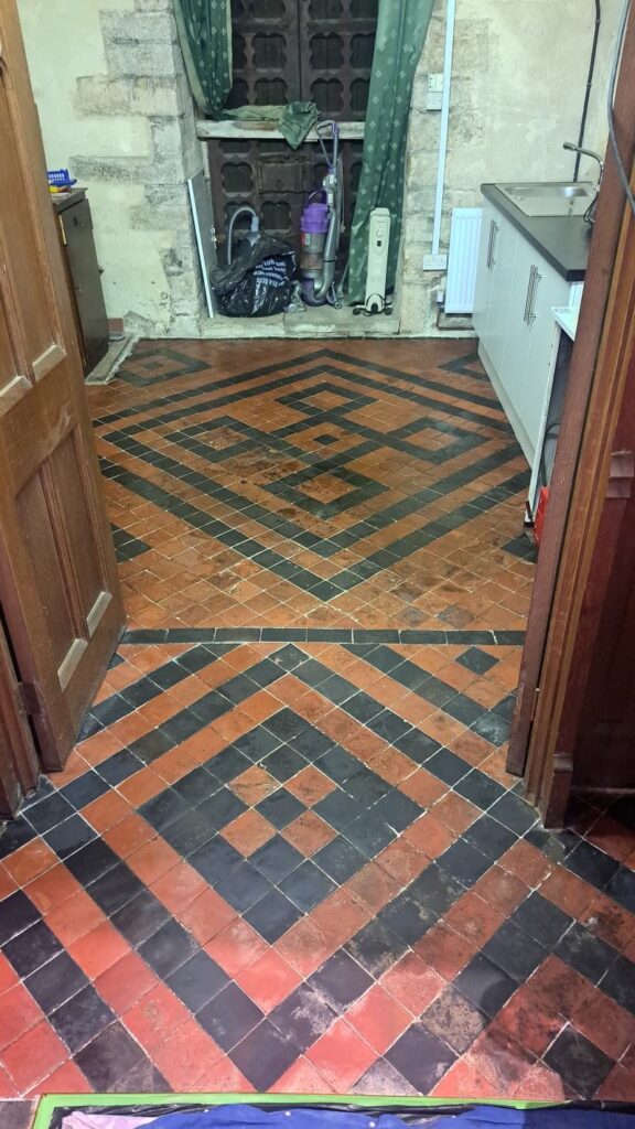 Quarry Tiled Church Floor After Cleaning Cowbridge